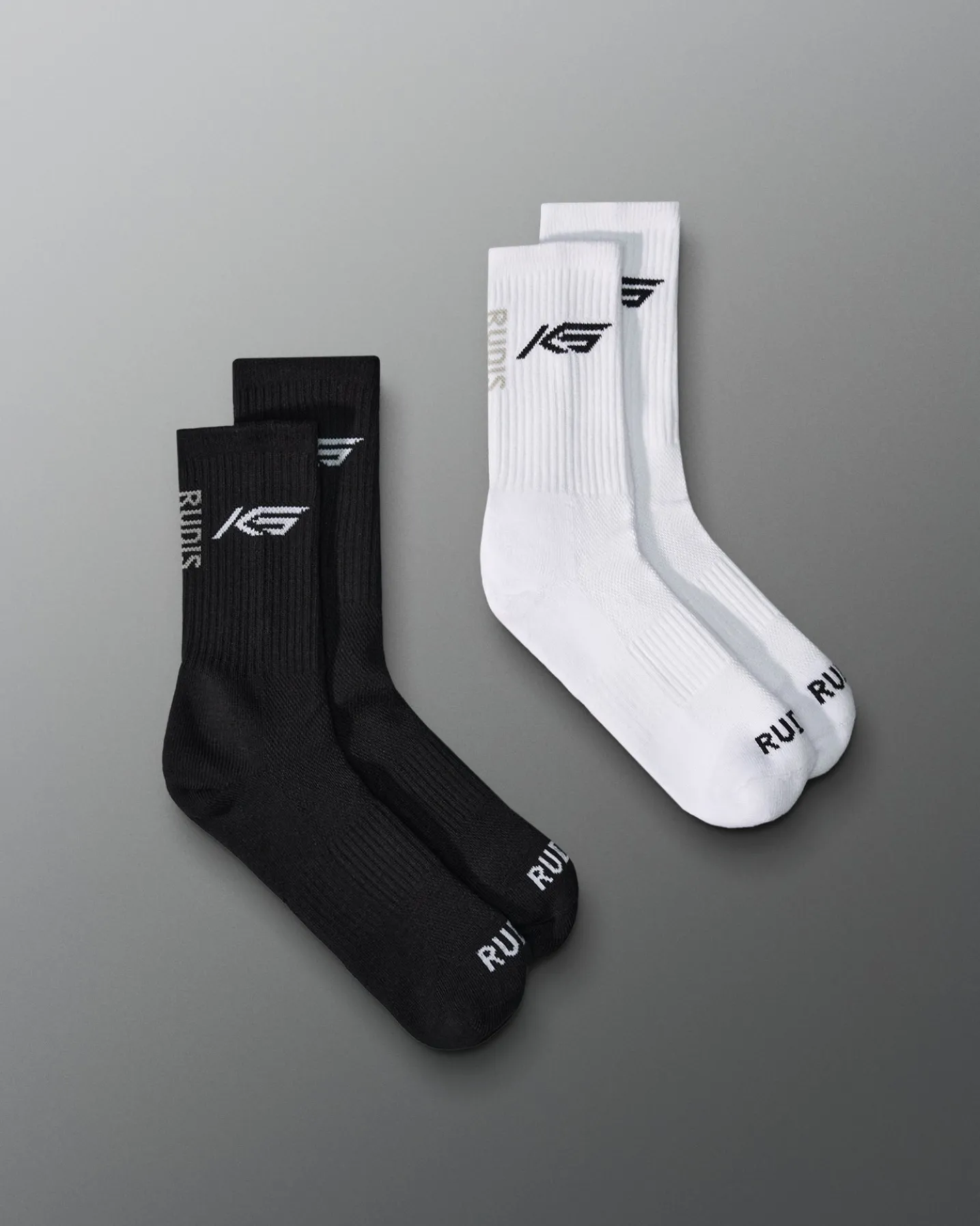 RUDIS KS Black/White Knit Essential Socks (2 Pair)