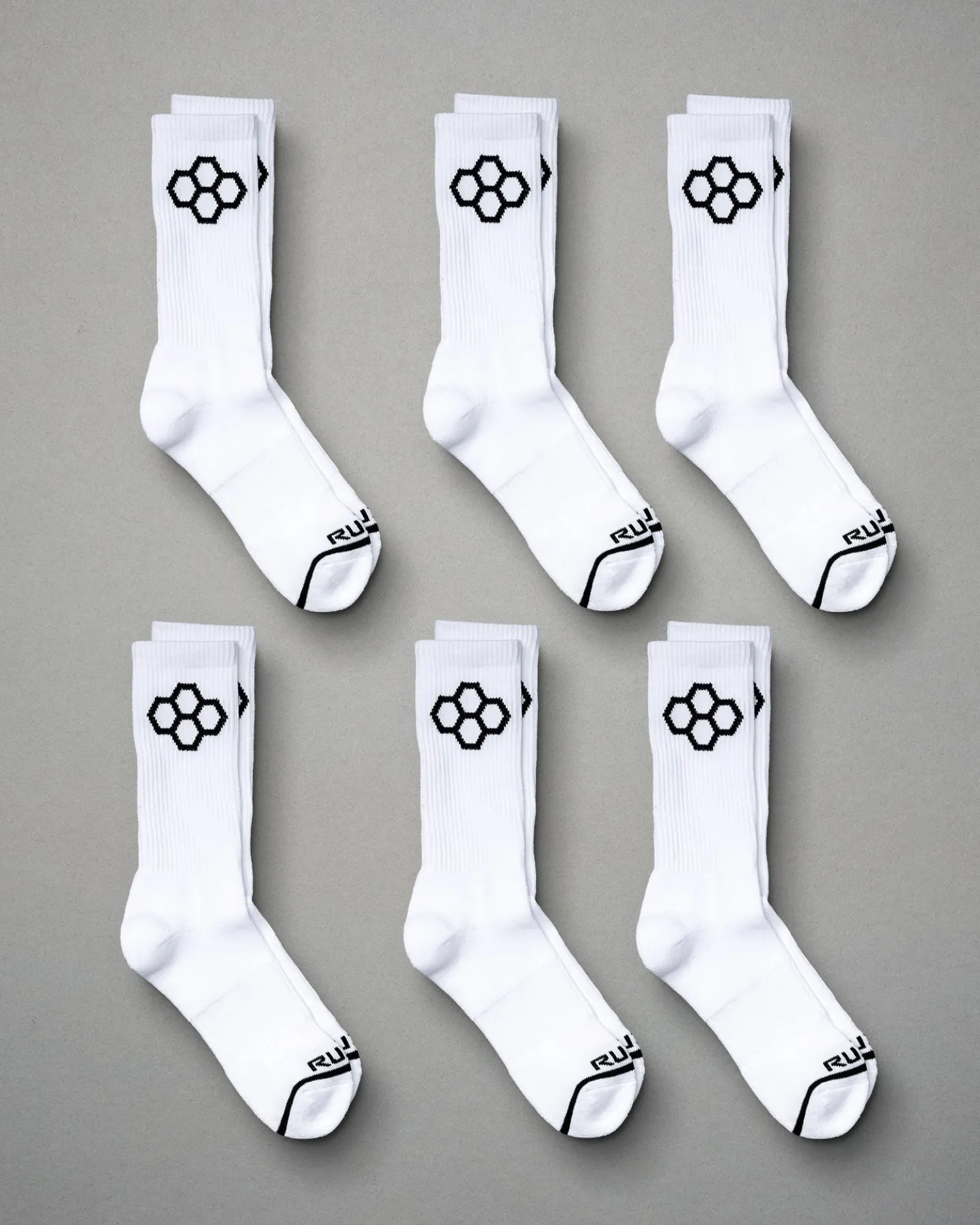RUDIS White Cushion Crew Socks (6 Pair)